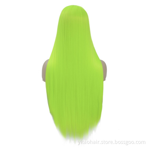 Fluorescent Green Long Straight Synthetic Non Lace Front Wigs Light Green Wig Middle Part Pastel Cosplay  Wigs for Black Women